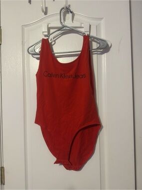 Calvin Klein Jeans Kids Red Tank One-Piece Bodysuit